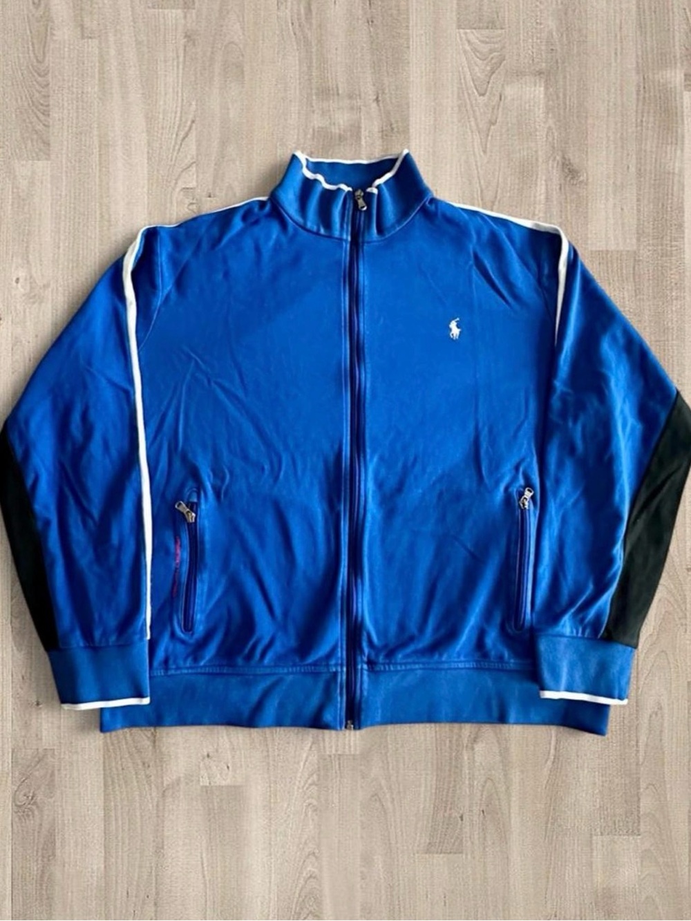 Polo by Ralph Lauren Royal Blue Full-Zip Track Jacket with White Piping